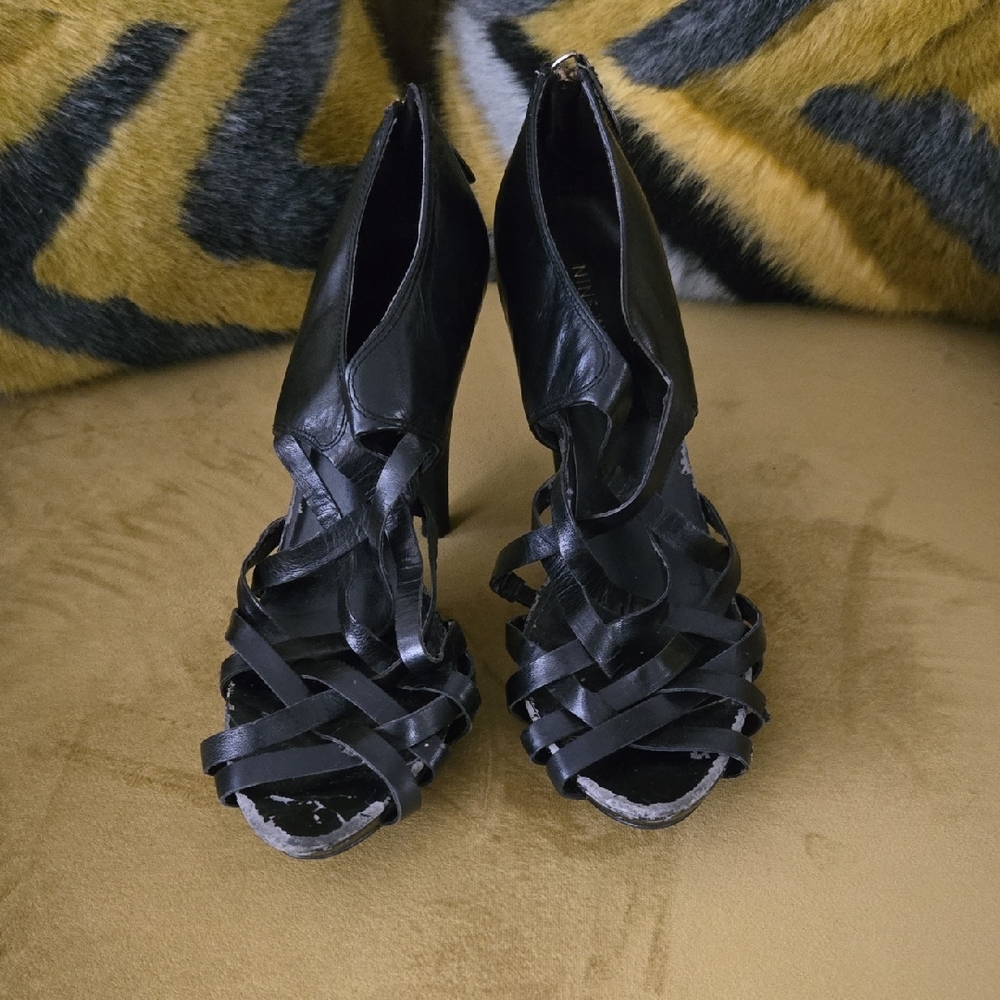 Nine West Black Strappy Heels